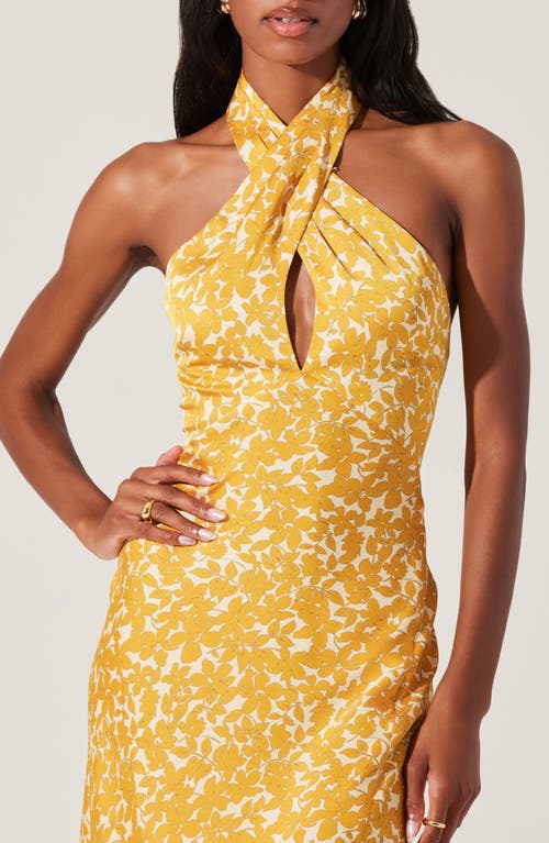 Astr The Label Marisa Floral Print Halter Dress In Marigold Floral