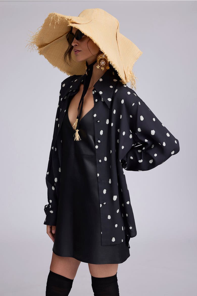 Kate Button Up, Alternate, color, Black with White Dot
