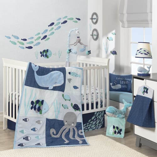 Lambs & Ivy Oceania Ocean/sea/nautical Nursery Lamp With Shade & Bulb In Blue