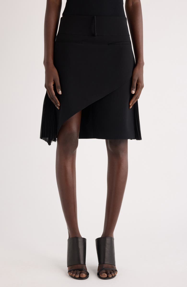 Courrèges Infinity Pleats Asymmetric Crepe A-Line Skirt, Main, color, Black