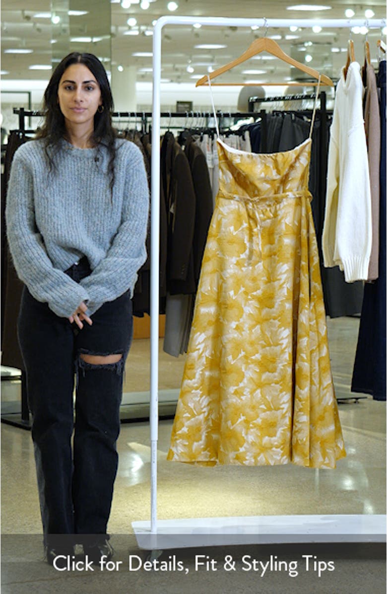 Strapless Floral Jacquard Midi Dress, sales video thumbnail