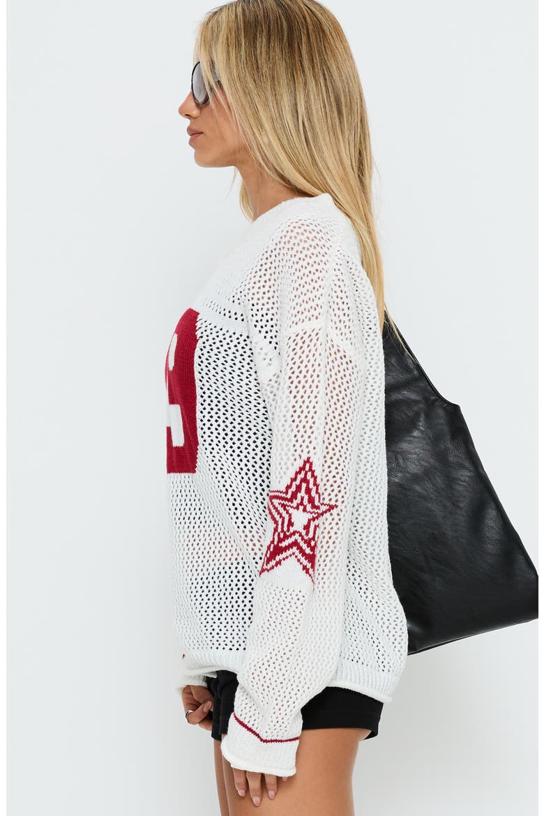 Korrin Graphic V-Neck Sweater, Alternate, color, WHITE
