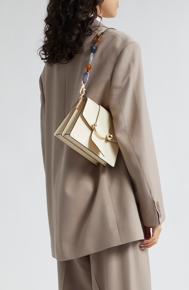 Strathberry Box Crescent Beaded Strap Leather Shoulder Bag, Alternate, color,