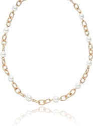 Ettika Faux Pearl Station Necklace