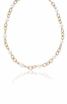 Ettika Faux Pearl Station Necklace