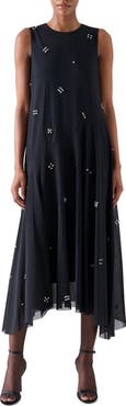 Akris punto Diamond Dice Mesh Midi Dress