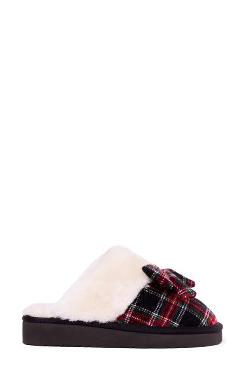 Minnetonka Bow Faux Fur Scuff Slipper In Multi