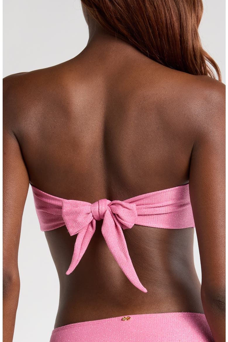 Metallic Bandeau Bikini Top, Alternate, color, SORBET