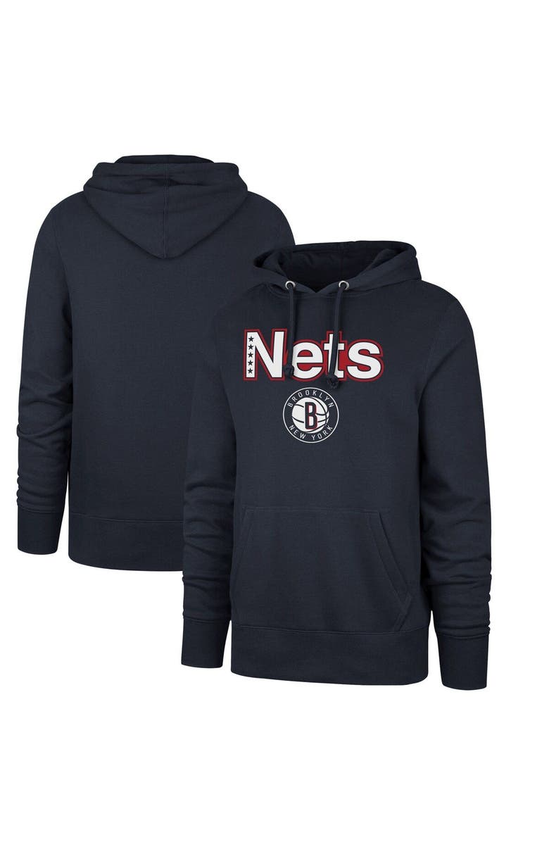 '47 Men's '47 Navy Brooklyn Nets 2021/22 City Edition Pregame Headline Pullover Hoodie, Main, color, 