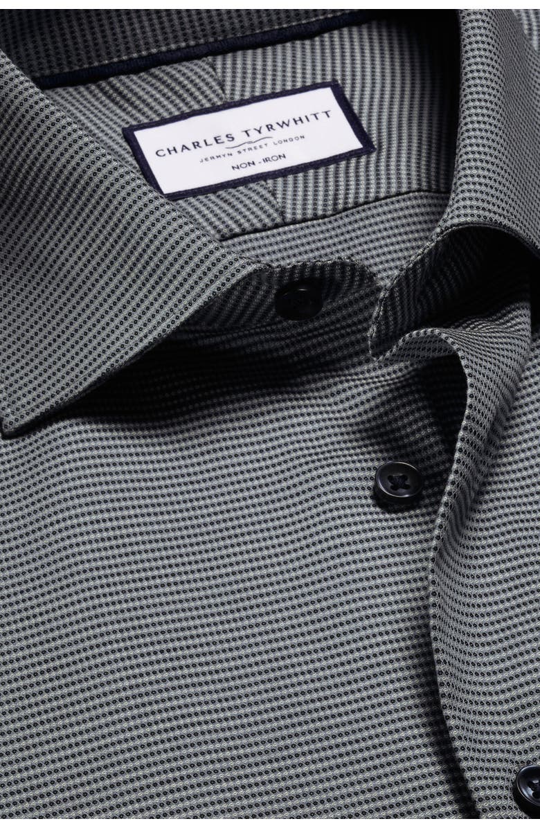 Charles Tyrwhitt Non-Iron Stretch Texture Circle Shirt, Alternate, color, Charcoal