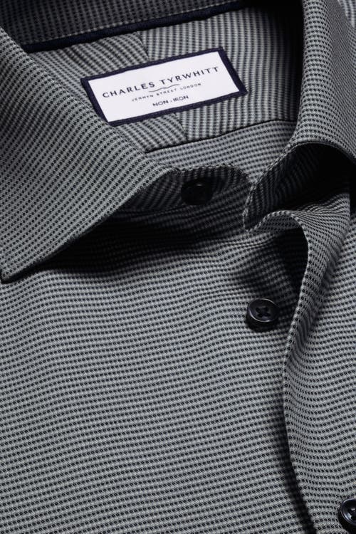 Charles Tyrwhitt Non-iron Stretch Texture Circle Shirt In Gray