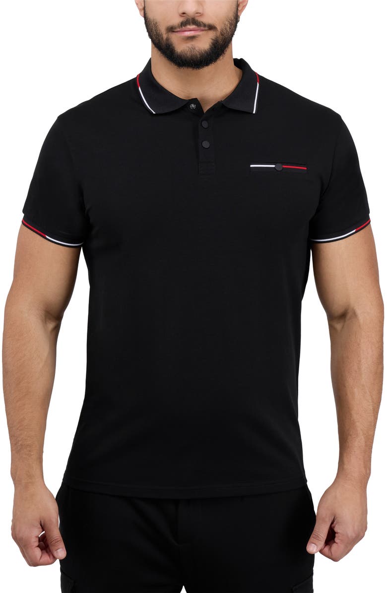 XRAY Jacquard Rib Collar Polo, Main, color, Black/ Red