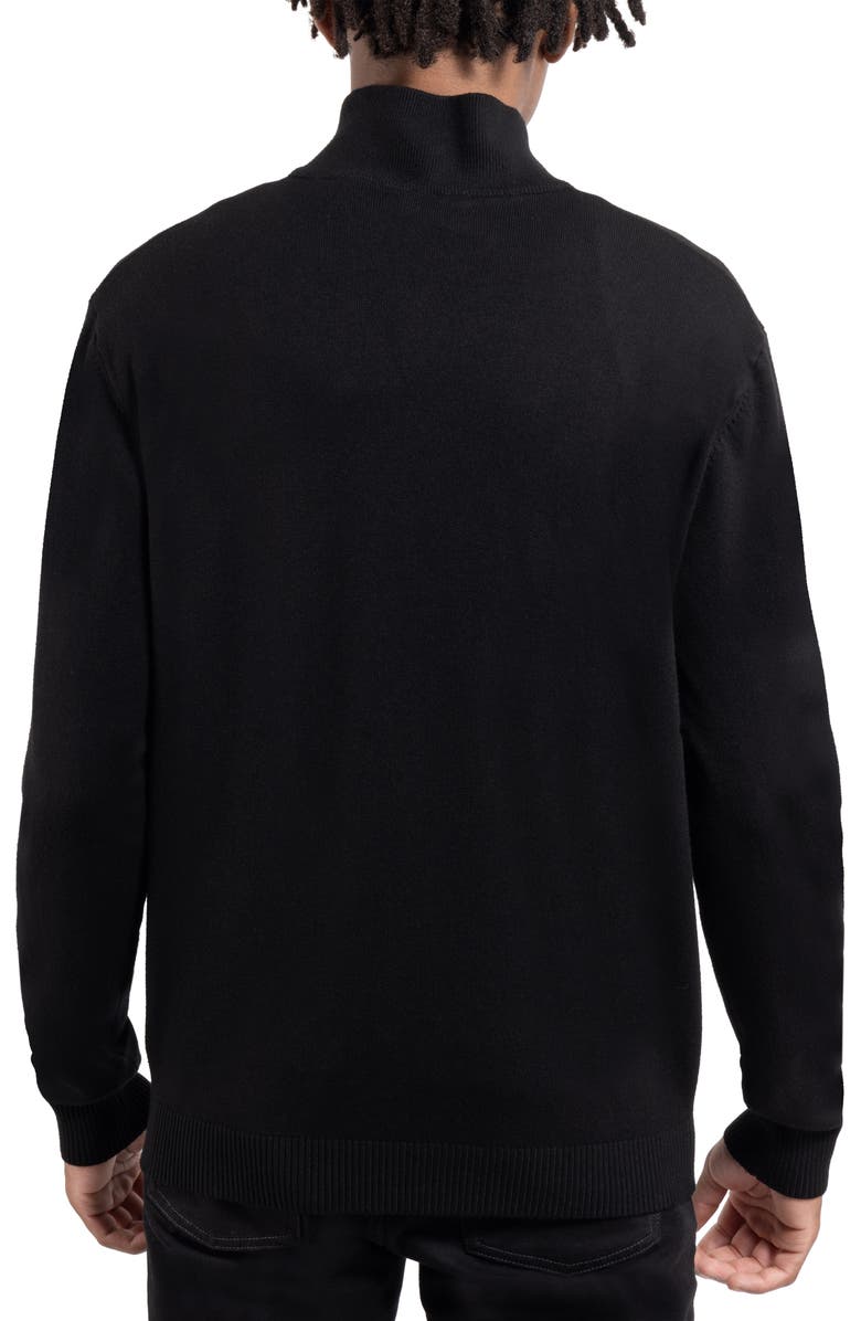 Spring + Mercer Mock Neck Quarter Zip Sweater, Alternate, color, Black