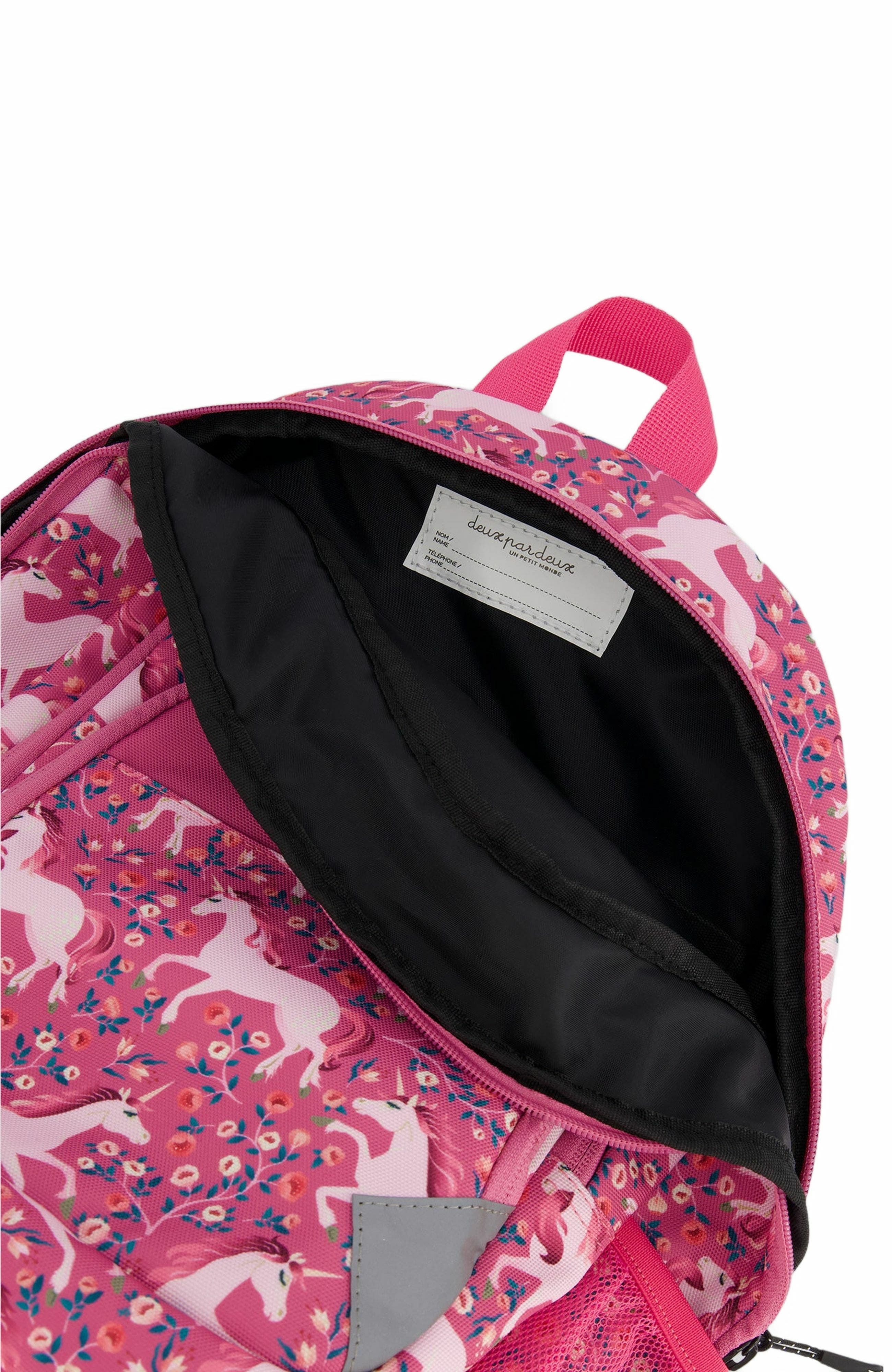 Deux par Deux Little Girl's Toddler Backpack Pink Printed Unicorn, Alternate, color, 