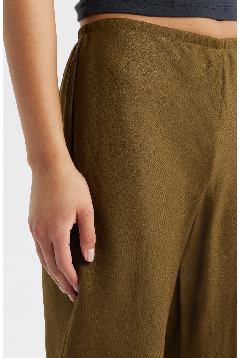 Gale High Waist Linen Pants, Alternate, color, DARK OLIVE