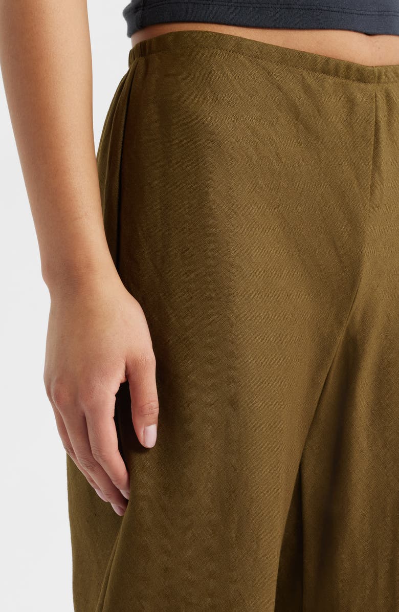 Reformation Gale High Waist Linen Pants, Alternate, color, Dark Olive