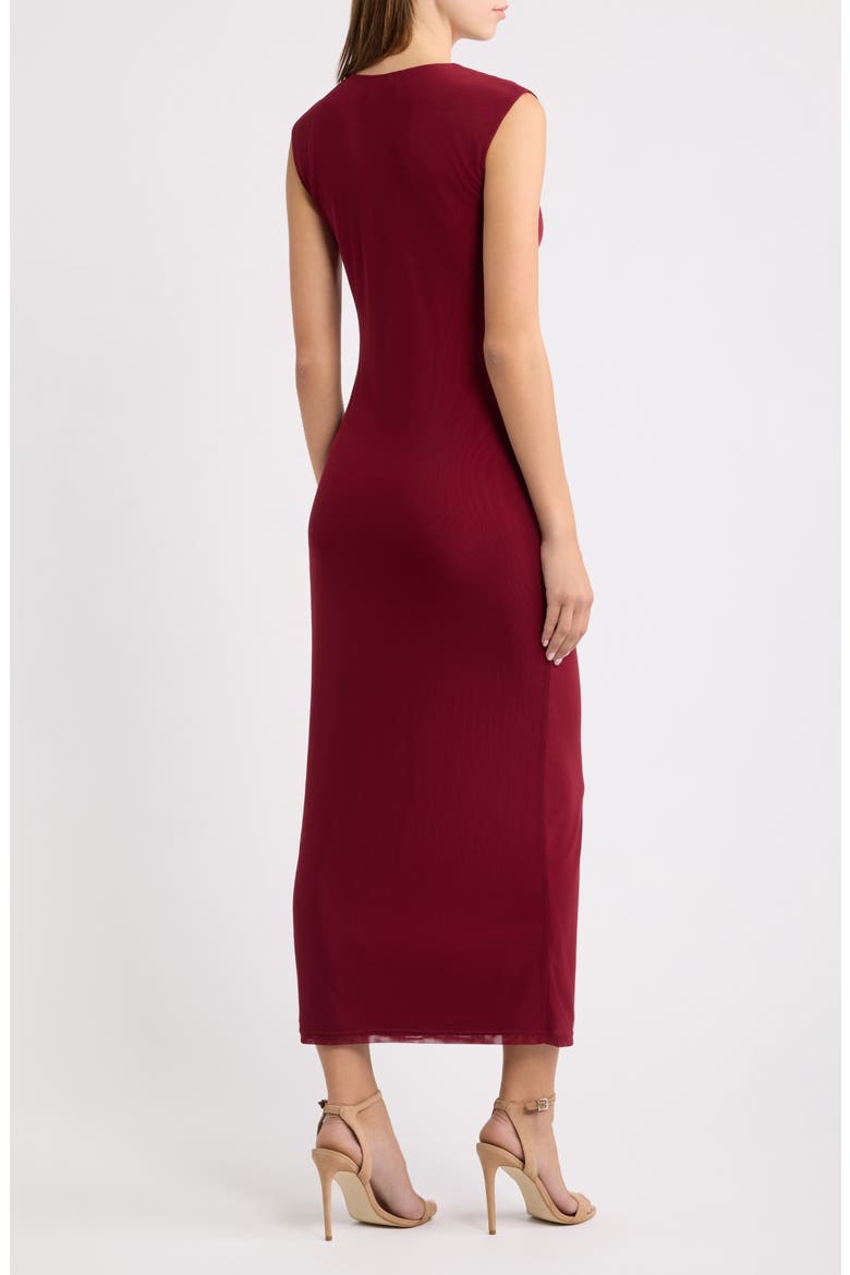 Hazy Charm Side Ruched Maxi Dress, Alternate, color, BURGUNDY