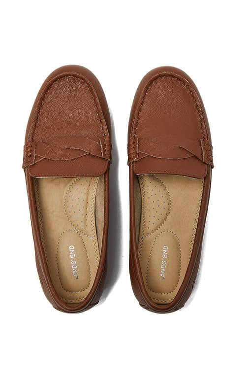 Lands' End Comfort Leather Slip On Loafer Shoes In Cognac