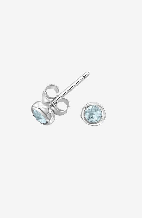 3mm Aquamarine Dewdrop Studs