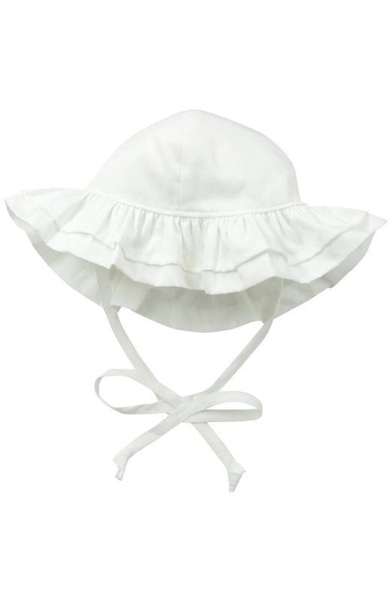 Flap Happy Baby UPF 50+ Double Ruffle UV Blocking Sun Hat, Main, color, White