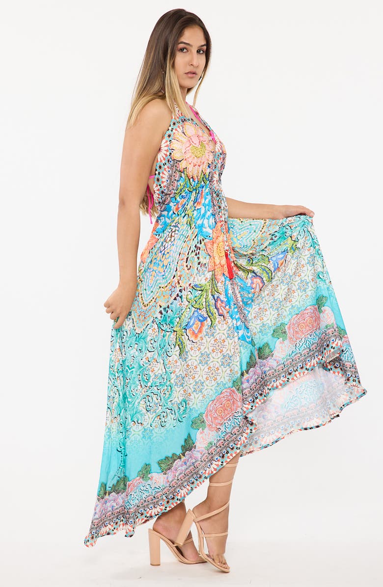 RANEES Blue Halter Dress, Alternate, color,