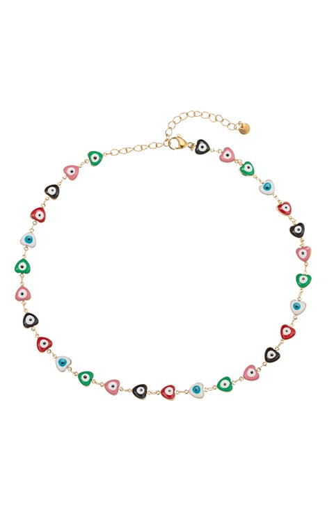 Heart & Eye Enamel Necklace
