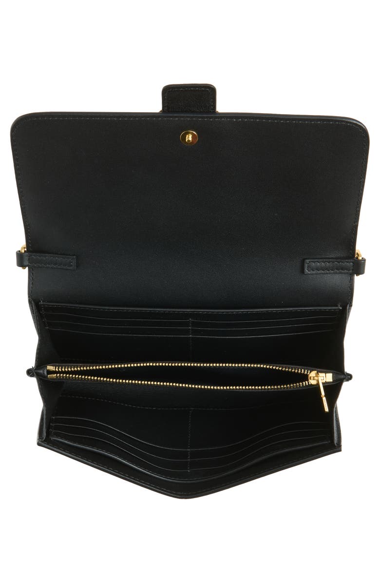 Burberry Rider Leather Wallet on a Chain, Alternate, color, Black