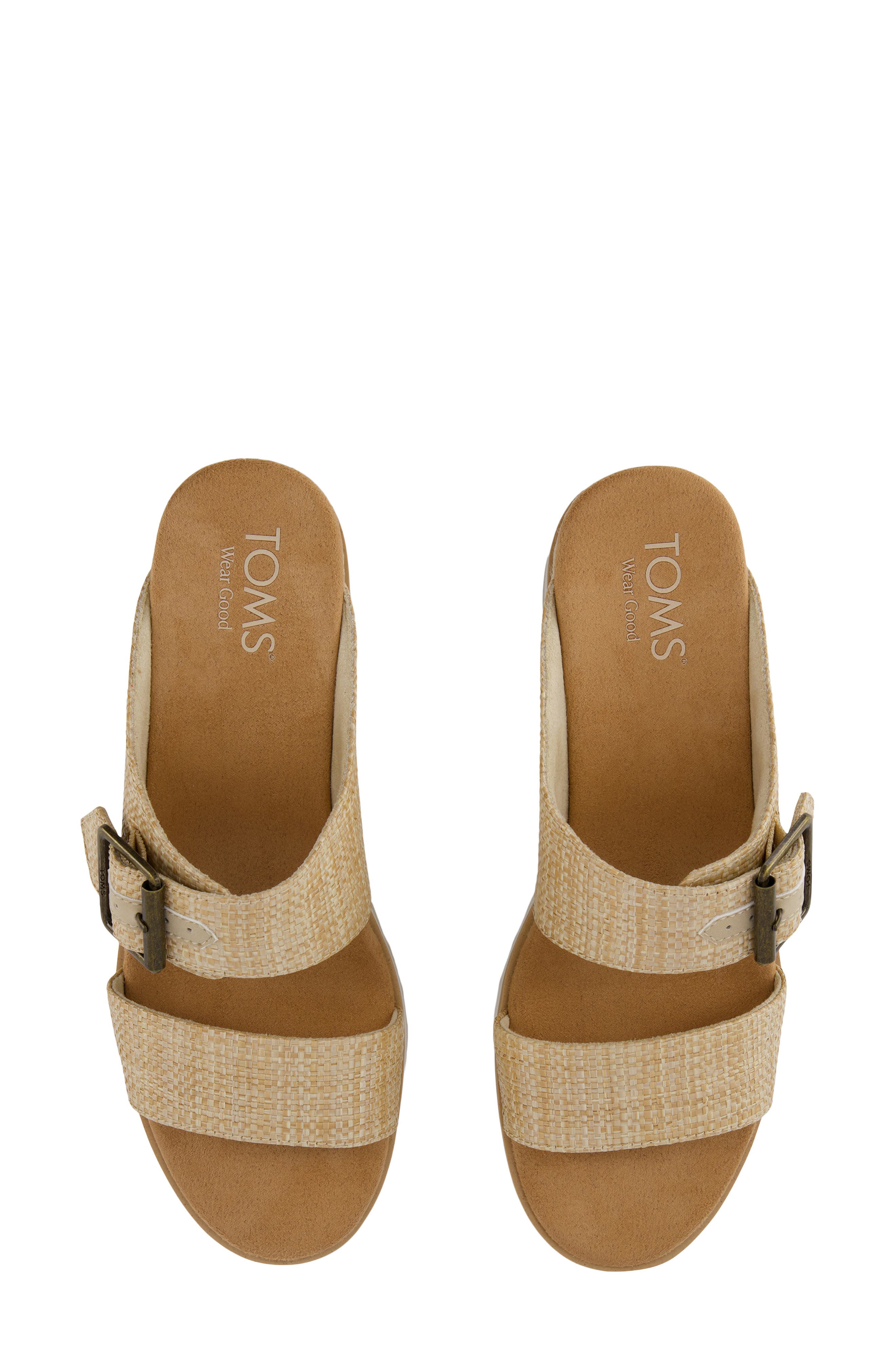 Diana Platform Slide Sandal, Alternate, color, ALMOND RAFFIA