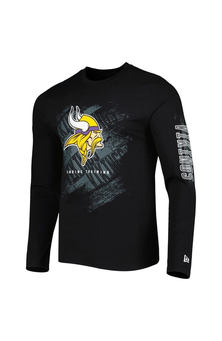 New Era Men's New Era Black Minnesota Vikings Combine Authentic Action Long Sleeve T-Shirt, Alternate, color, 