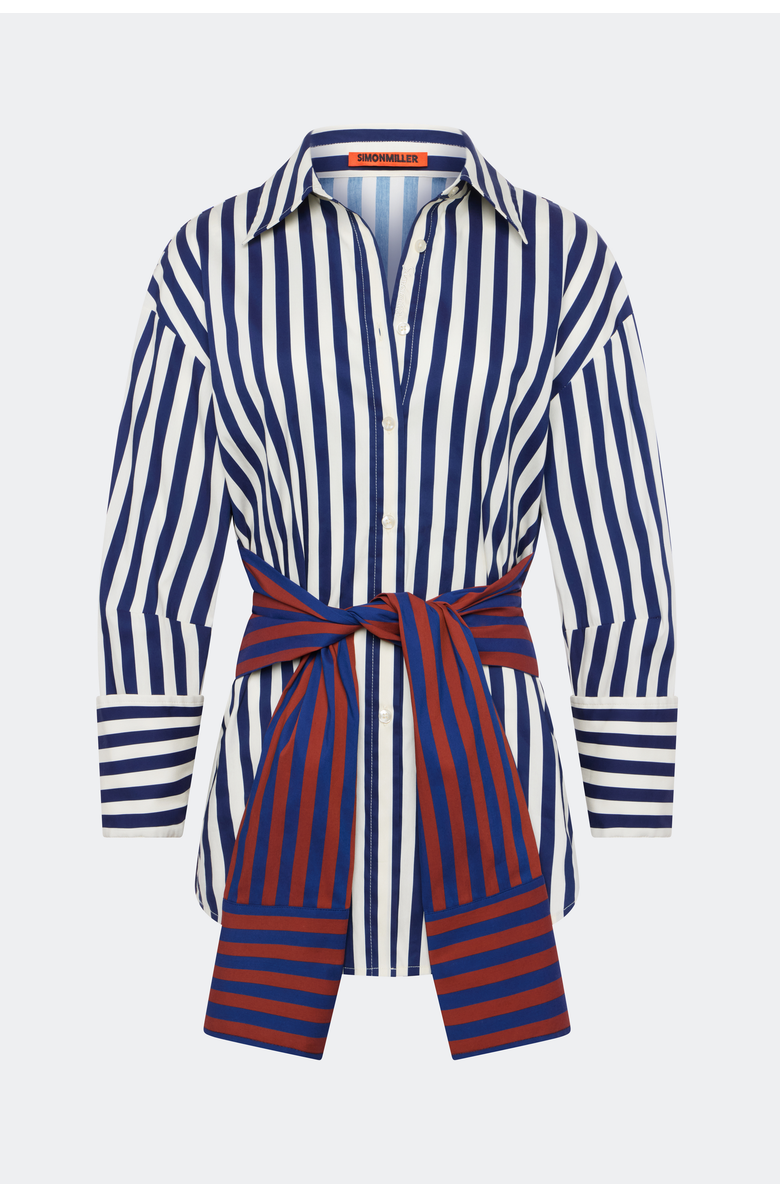SIMONMILLER Inna Poplin Top, Main, color, Navy Stripe Multi