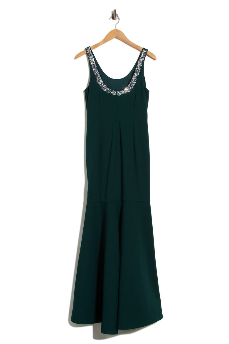 Embellished Scoop Neck High-Low Gown, Alternate, color, PINE