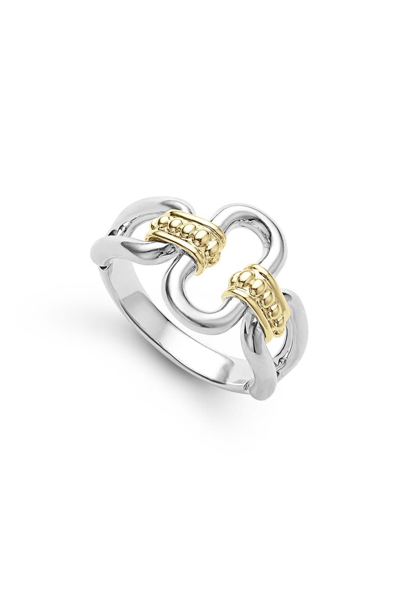 Signature Caviar Oval Link Ring, Main, color, SILVER GOLD
