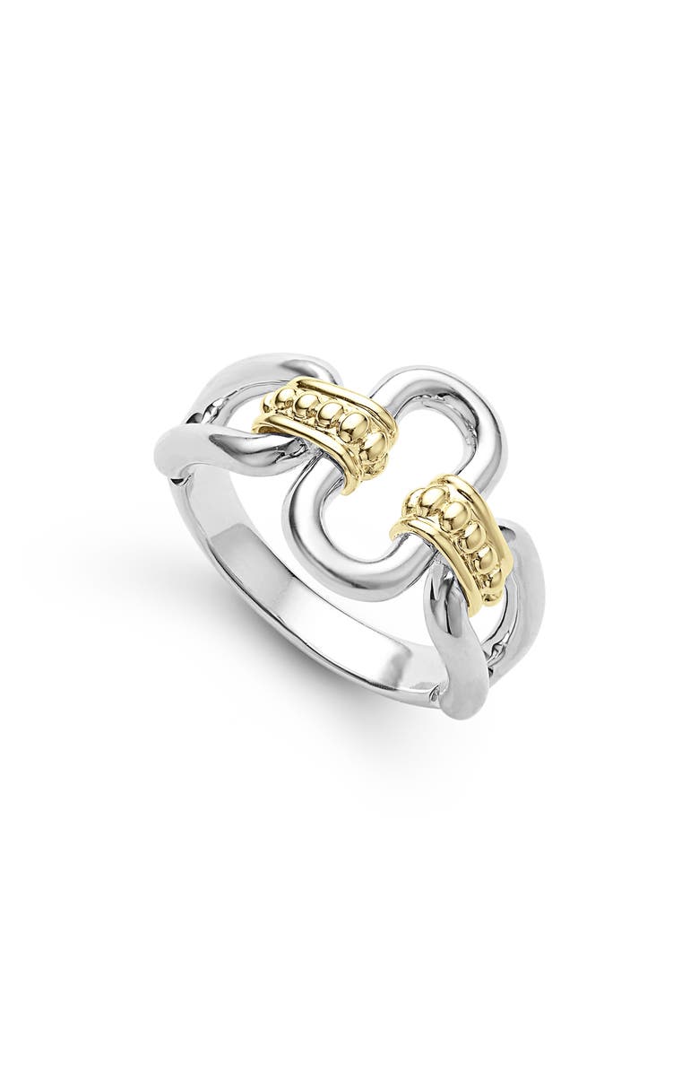 LAGOS Signature Caviar Oval Link Ring, Main, color, Silver Gold