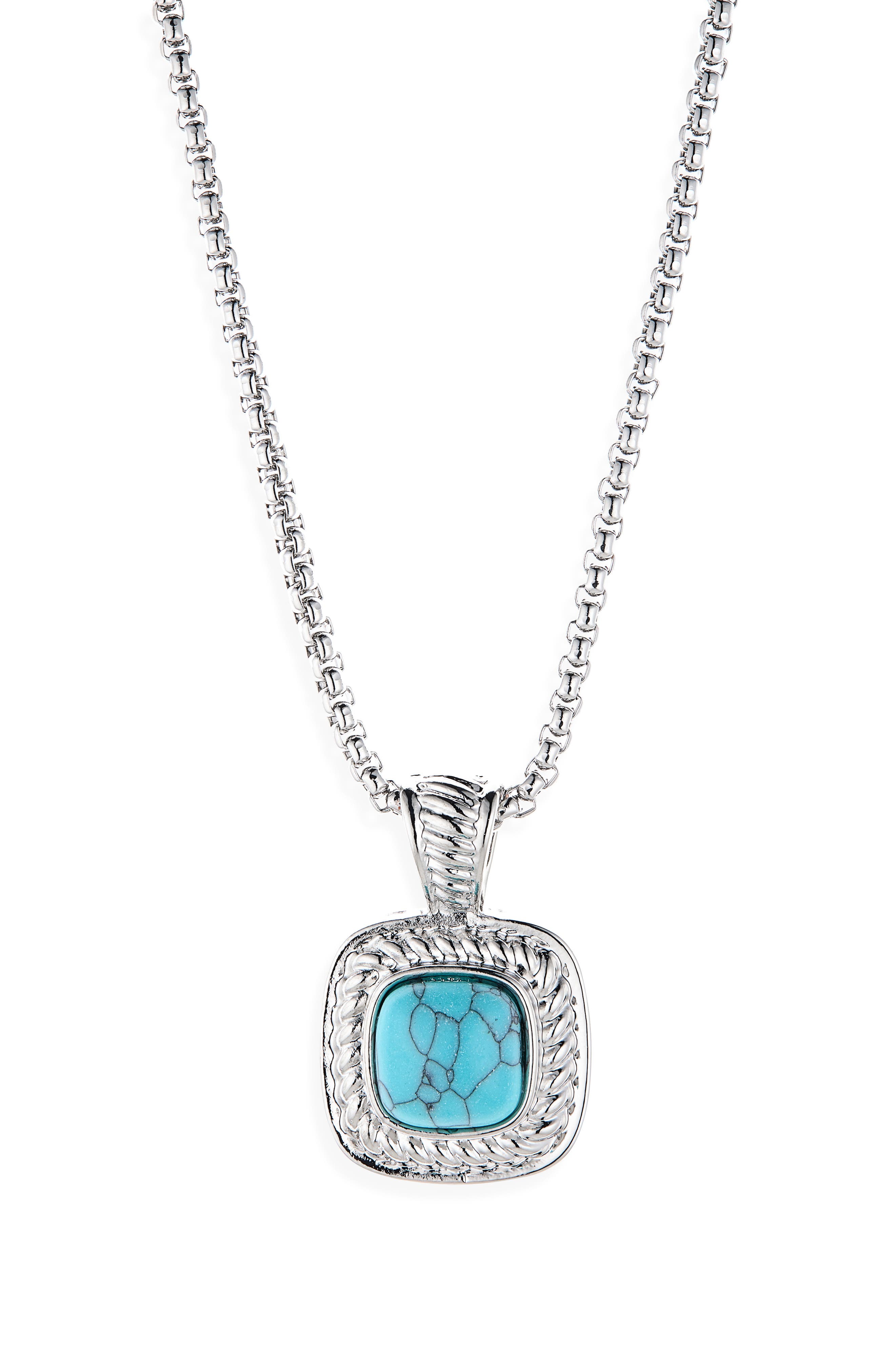 NATASHA Faux Turquoise Pendant Necklace