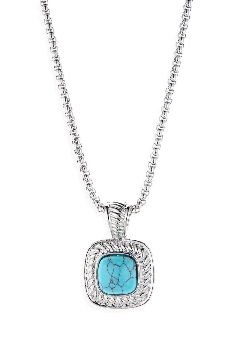 NATASHA Faux Turquoise Pendant Necklace, Main, color, Silver/ Turk