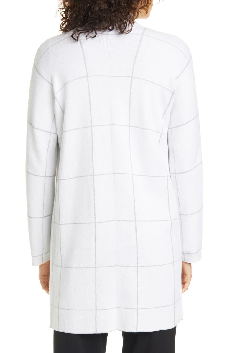 Eileen Fisher Windowpane Check Double Knit Cardigan, Alternate, color, 