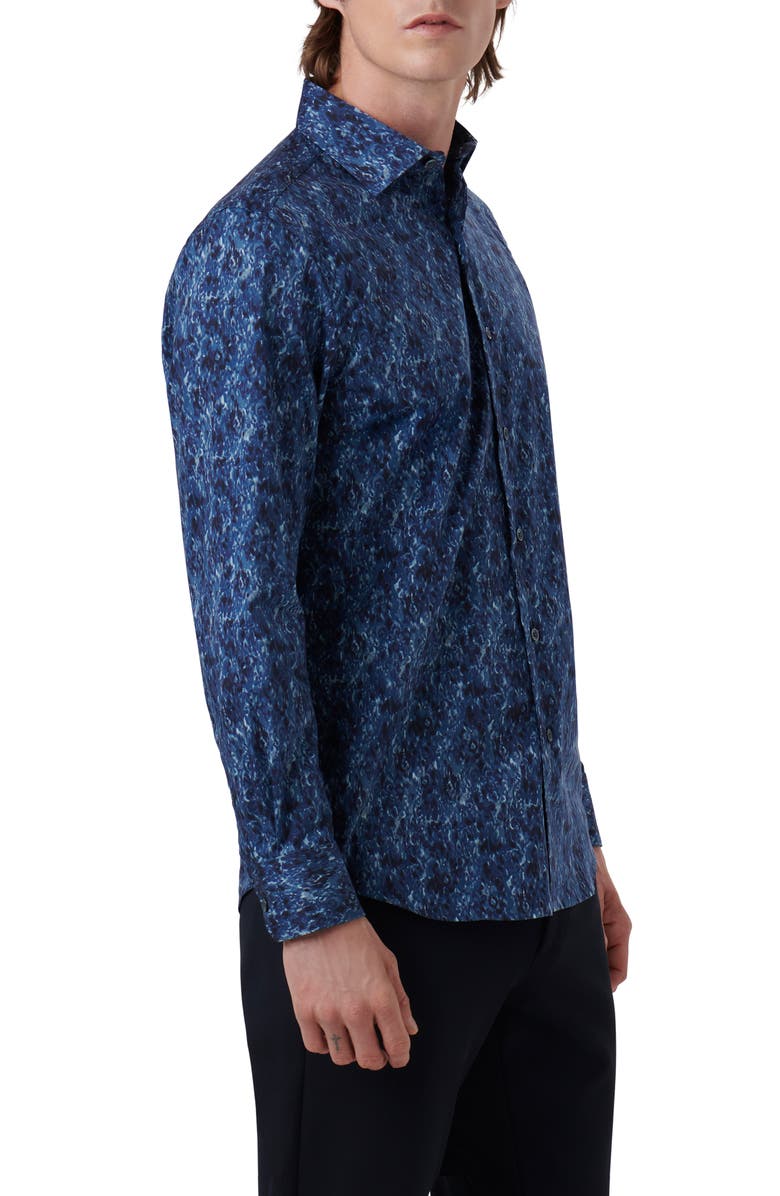 Bugatchi Axel Shaped Fit Stretch Cotton Button-Up Shirt, Alternate, color,