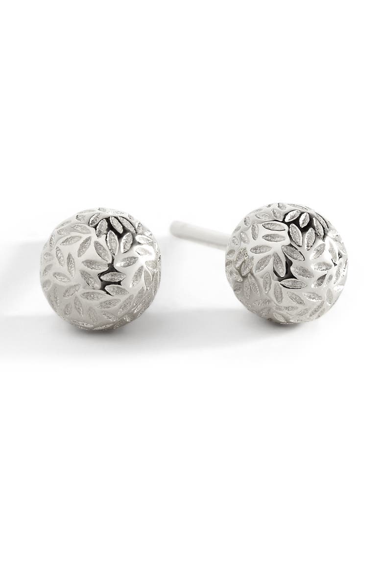 Textured Gold Ball Studs Earrings, Main, color, 925 Sterling Silver