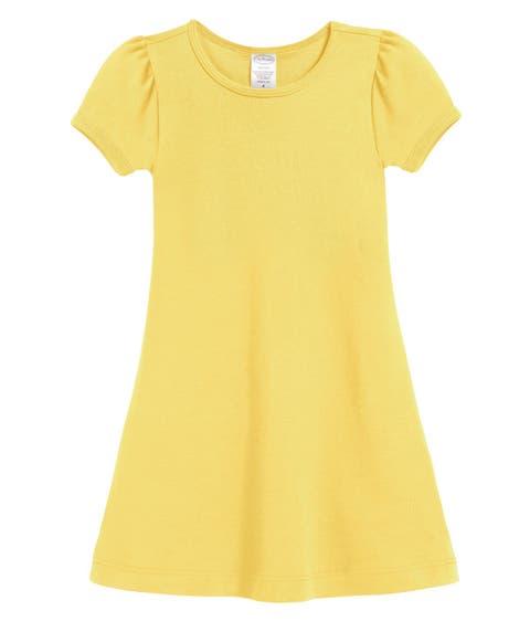 Girls Soft Cotton Puff Short Sleeve Dress (Toddler/Kids)