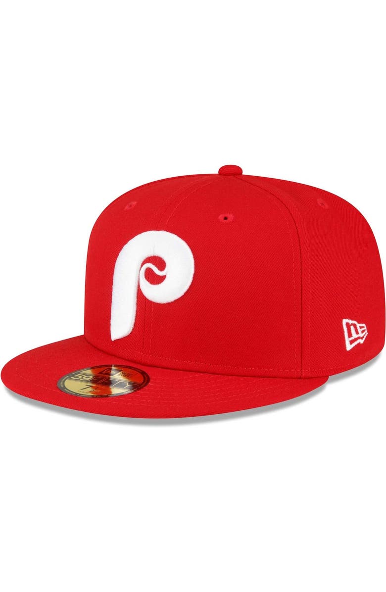 New Era Men's New Era Red Philadelphia Phillies Sidepatch 59FIFTY Fitted Hat, Alternate, color,