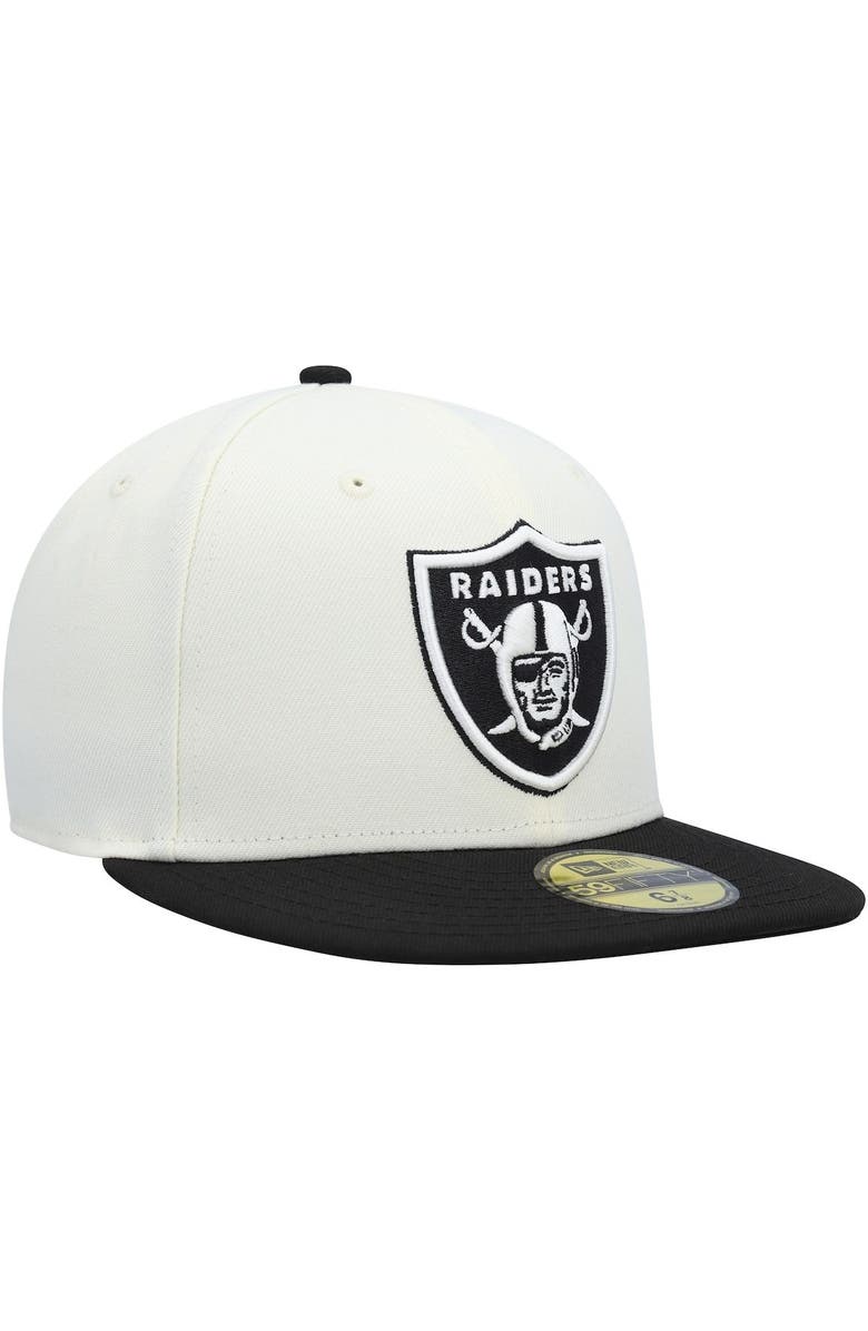 New Era Men's New Era Cream/Black Las Vegas Raiders Chrome Collection 59FIFTY Fitted Hat, Alternate, color, 