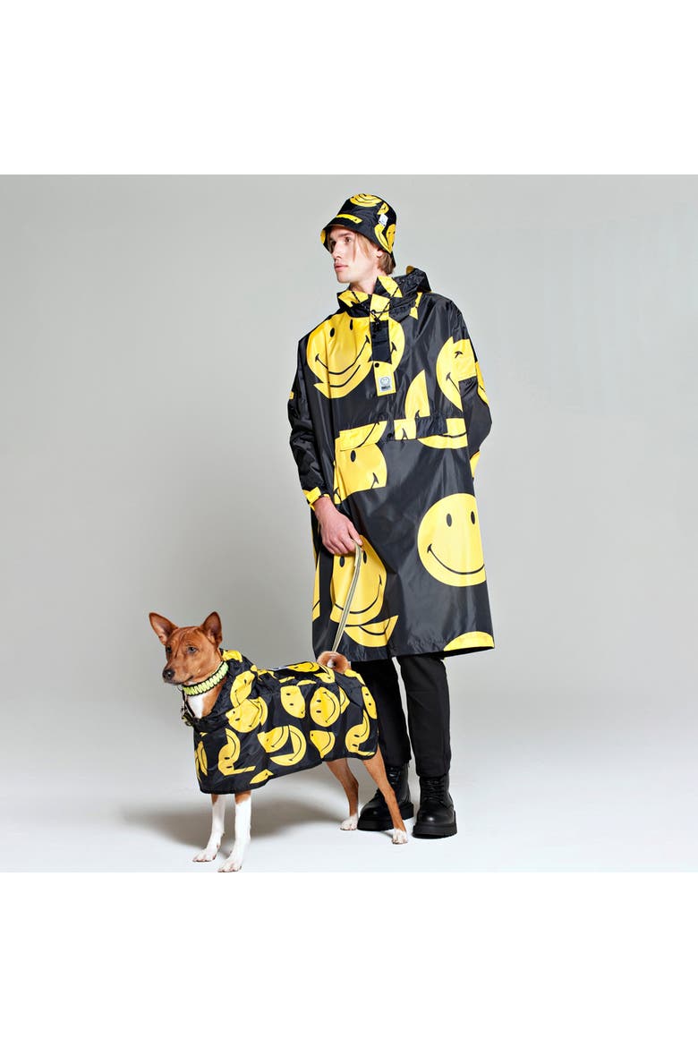 Dog Rain Poncho All Smiles x Smiley, Alternate, color, Yellow