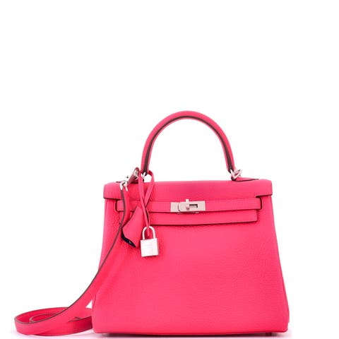 Kelly Handbag Bicolor Clemence with Brushed Palladium Hardware 25