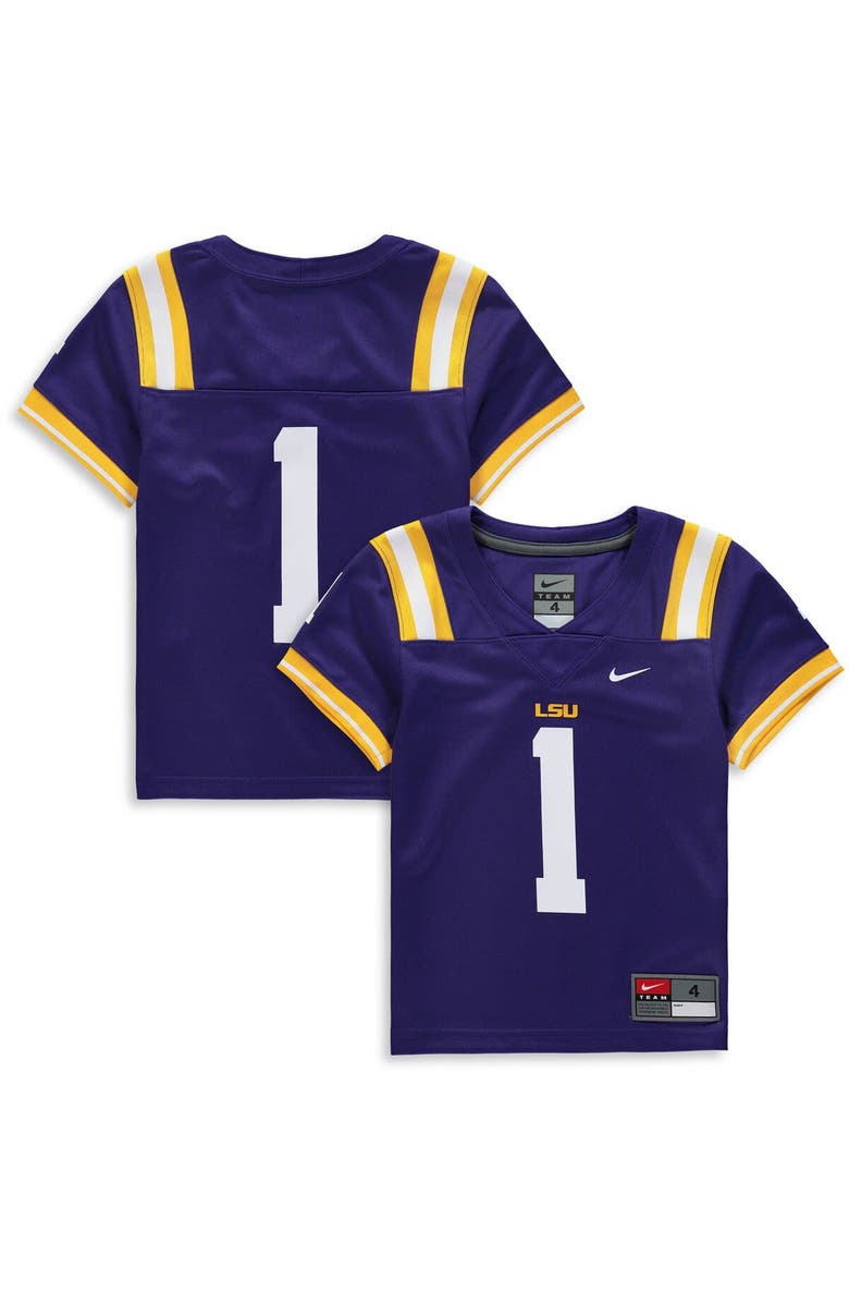 Nike Preschool Nike #1 Purple LSU Tigers Team Replica Football Jersey, Main, color, Purple