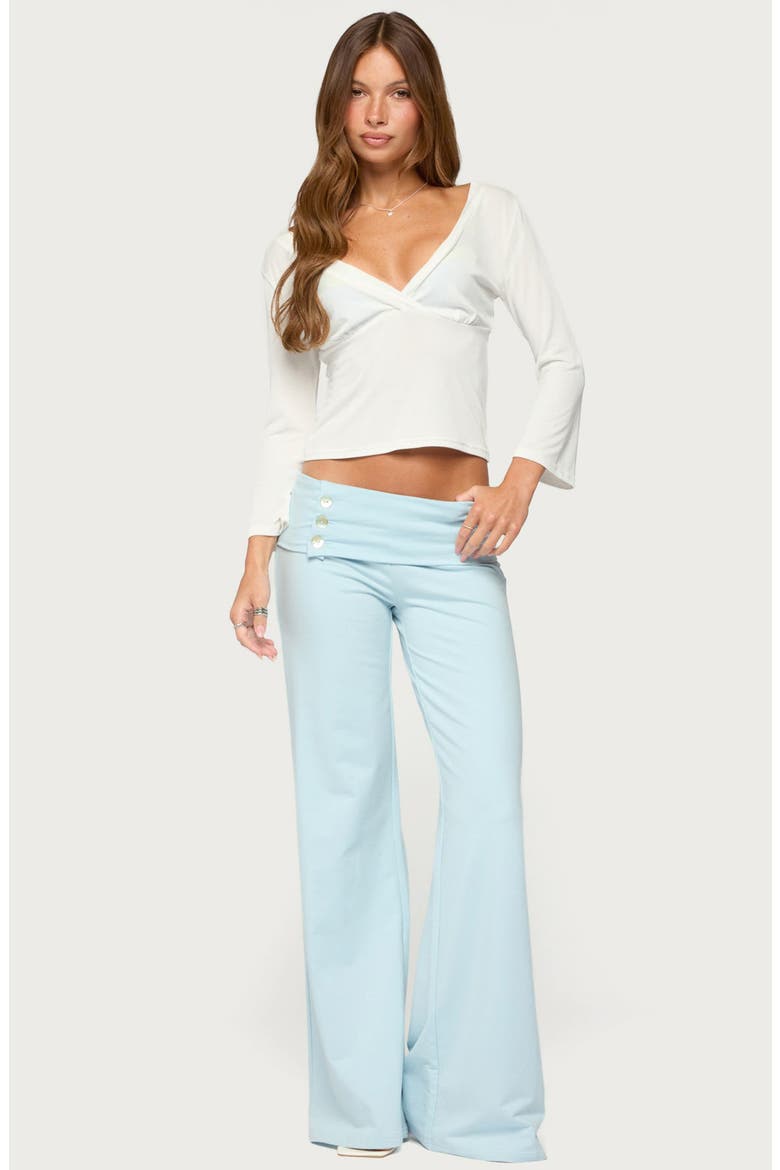 Poppy Wide Leg Button Foldover Pants, Alternate, color, LIGHT-BLUE