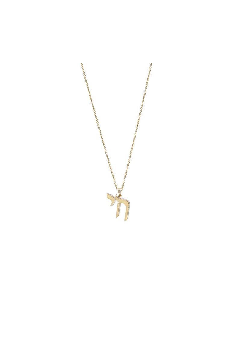 BY ADINA EDEN Mini CZ Pave Shape Chai Charm Necklace, Main, color, Gold