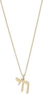 BY ADINA EDEN Mini CZ Pave Shape Chai Charm Necklace