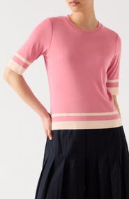 LK Bennett Micha Stripe Short Sleeve Sweater