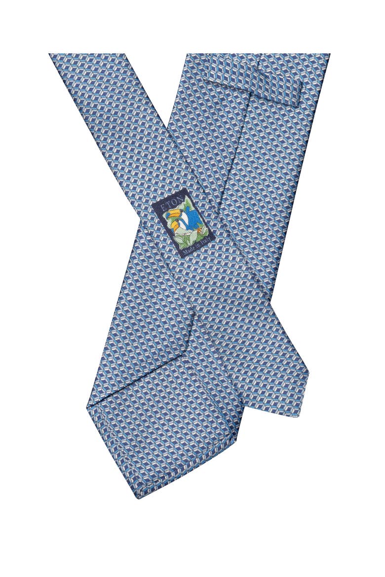 Blue Geometric Print Silk Twill Tie, Alternate, color, BLUE