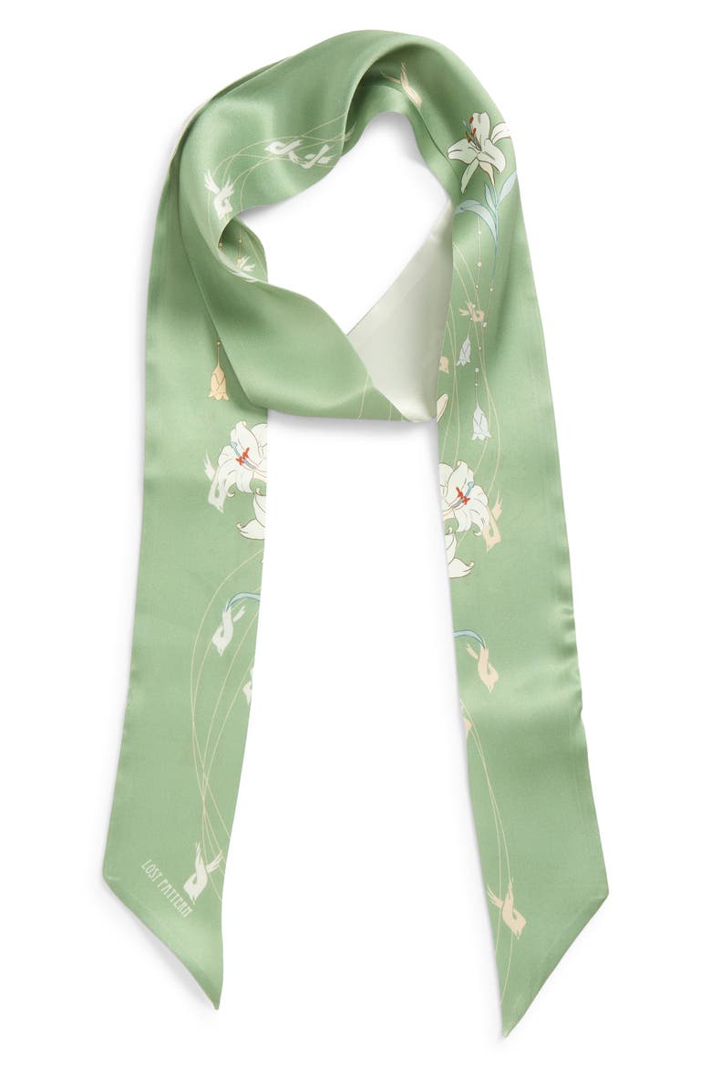 Lily Skinny Silk Scarf, Alternate, color, GREEN